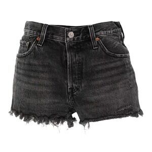 Womens Levis 501 Black Stone Wash Shorts Cut Offs Raw Hem Size 28 6 Short Grunge